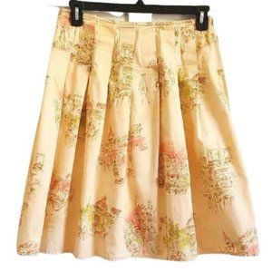 CITY DKNY Skirt Paris Print Cotton Pleated